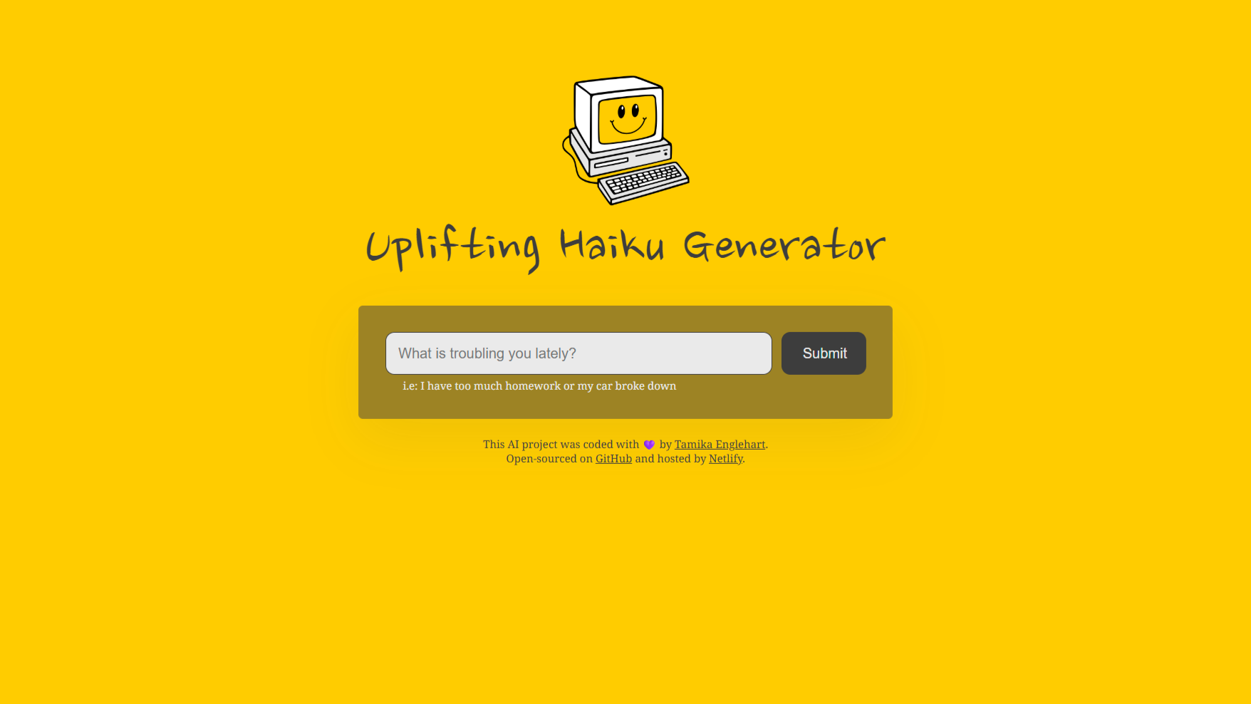 Uplifting Haiku Generator app